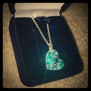 Vintage relic blue stone heart necklace